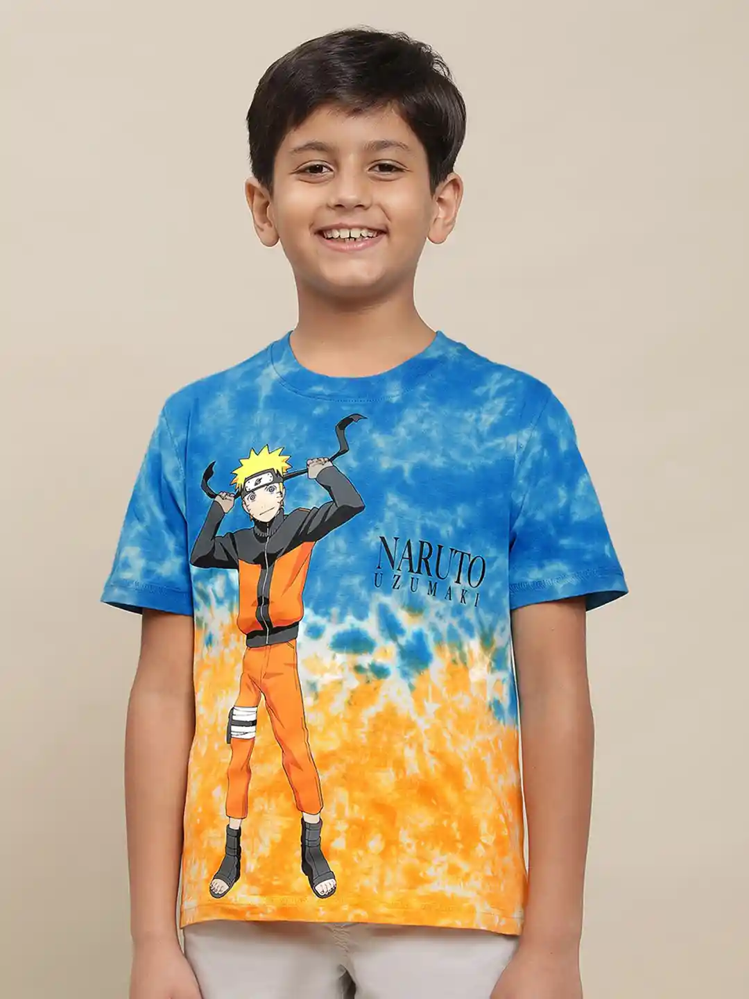 Naruto Anime-Printed Tie-Dye T-Shirt Image