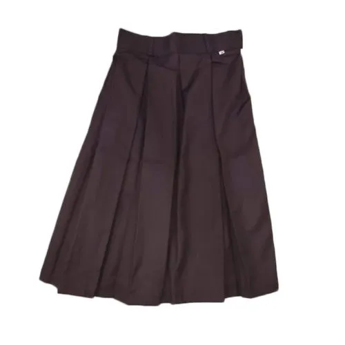 Girls' Solid Brown Pleated Skirt Image