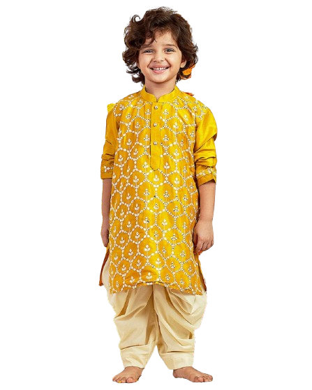 Boy’s Embroidered Kurta & Dhoti Set Image